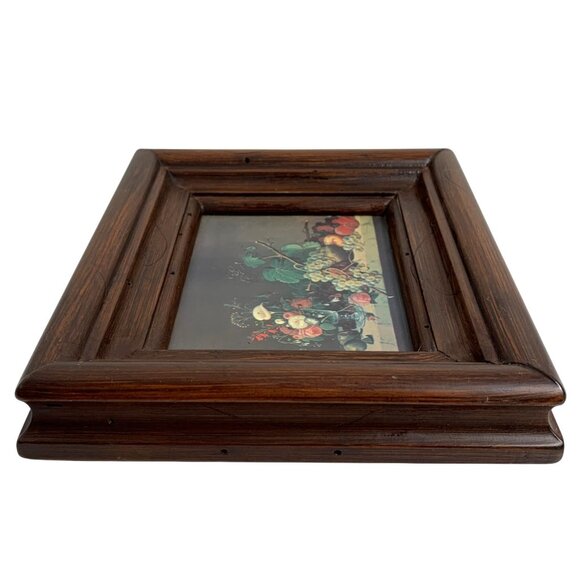 Mini Severin Roesen Still Life Of Fruit & Wine Glass Print In Elegant Wood Frame - Picture 5 of 6